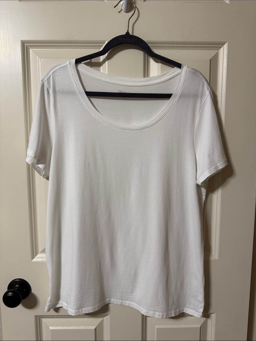 Quince White Cotton Modal Scoop Neck Short Sleeve Tee